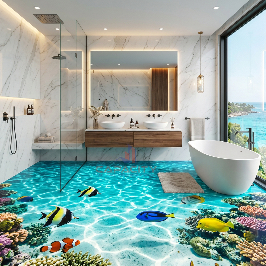 3D Banyo Zemin Kaplama