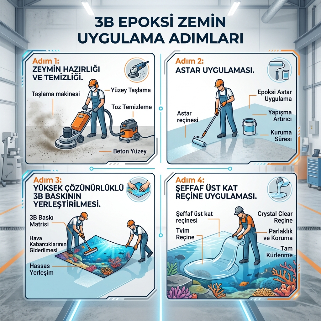 Adım Adım 3D Zemin Kaplama Uygulama Süreci